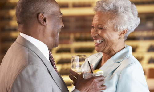 Senior couple socializing