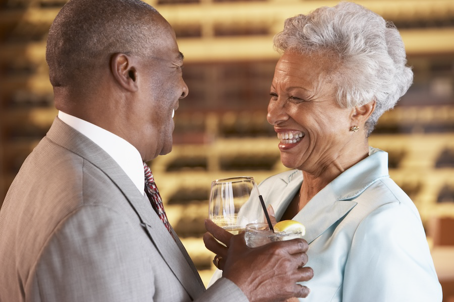 Senior couple socializing