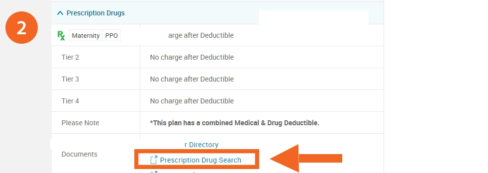 Screenshot of RX Finder highlighting prescription drug search