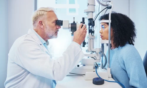 Optometrist Performing Eye Exam