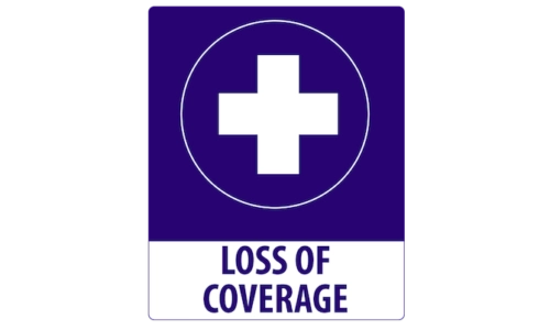 Graphic With Health Icon And "Loss Of Coverage" Text